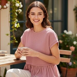 Anthropologie Short Sleeve Sweater Twofer Top